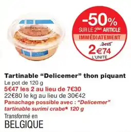 Monoprix Delicemer Tartinable thon piquant offre