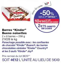 Monoprix Kinder Barres Bueno noisettes offre