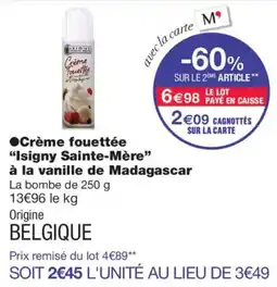 Monoprix Isigny Sainte-Mère Crème fouettée offre