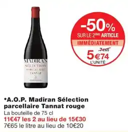 Monoprix Madiran Sélection parcellaire Tannat rouge offre