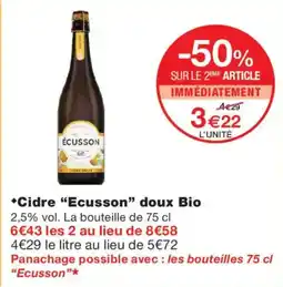 Monoprix Ecusson Cidre doux Bio offre
