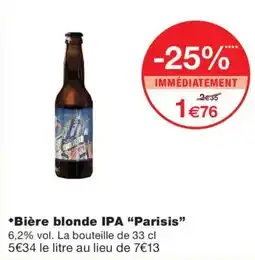 Monoprix Parisis Bière blonde IPA offre
