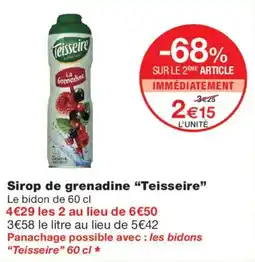 Monoprix Teisseire Sirop de grenadine offre