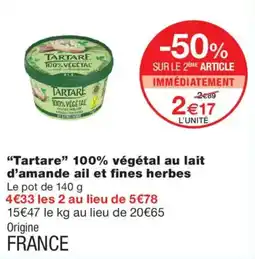 Monoprix Tartare 100% végétal offre