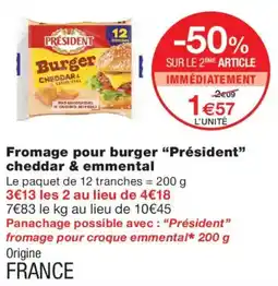 Monoprix Président Burger cheddar & emmental offre