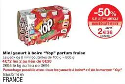 Monoprix Yop Mini yaourt à boire parfum fraise offre