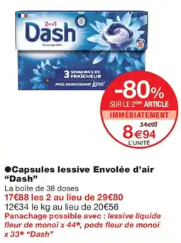 Monoprix Dash Capsules lessive Envolée d'air offre