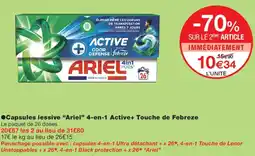 Monoprix Ariel Capsules lessive 4-en-1 Active+ Touche de Febreze offre