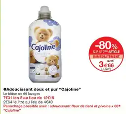 Monoprix Cajoline Adoucissant doux et pur offre