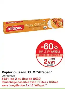Monoprix Alfapac Papier cuisson offre