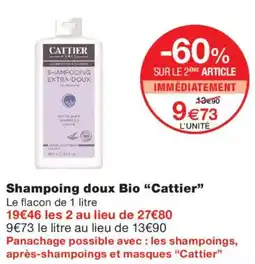 Monoprix CATTIER Shampoing doux Bio offre