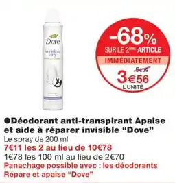 Monoprix Dove Déodorant anti-transpirant Apaise offre