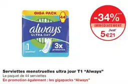 Monoprix Always Serviettes menstruelles ultra jour T1 offre
