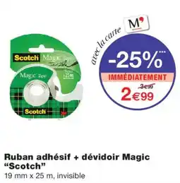 Monoprix Scotch Ruban adhésif + dévidoir Magic offre