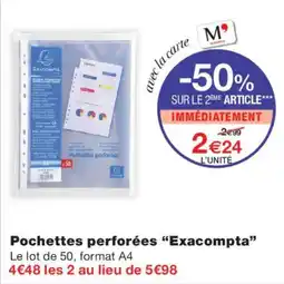 Monoprix Exacompta Pochettes perforées offre