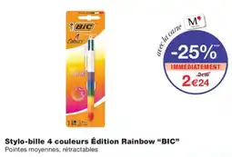 Monoprix BIC Stylo-bille 4 couleurs Édition Rainbow offre
