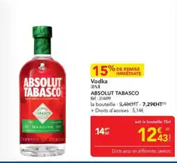 METRO ABSOLUT TABASCO offre