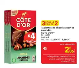 METRO CÔTE D'OR Tablettes de chocolat noir et amandes offre