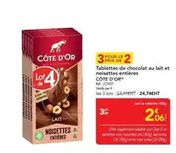 METRO CÔTE D'OR Tablettes de chocolat au lait et noisettes entières offre