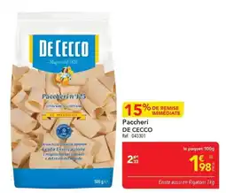 METRO DE CECCO Paccheri offre