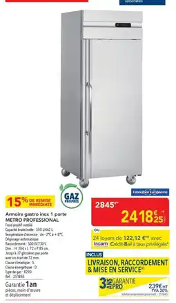 METRO METRO PROFESSIONAL Armoire gastro inox 1 porte offre