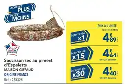 METRO MAISON GIFFAUD Saucisson sec au piment d'Espelette offre