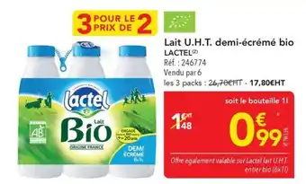 Lactel Lait U.H.T. demi-écrémé bio
