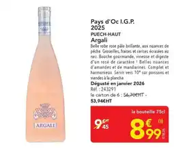 METRO Argali Pays d'Oc I.G.P. 2025 offre