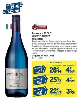 METRO Alberto Torresi Prosecco D.O.C. Frizzante offre