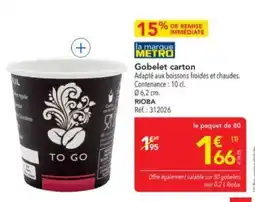 METRO METRO Gobelet carton offre