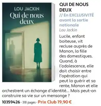 France Loisirs Lou Jackin Qui de nous deux offre