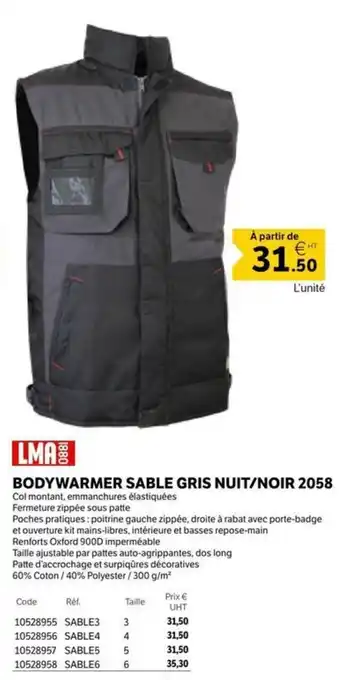LMA BODYWARMER SABLE GRIS NUIT/NOIR
