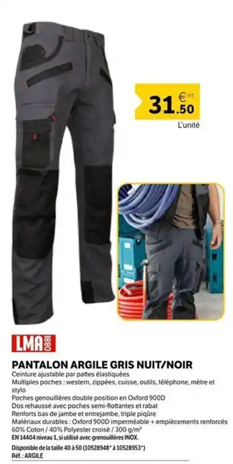 LMA PANTALON ARGILE GRIS NUIT/NOIR
