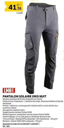 DomPro LMA PANTALON SOLAIRE GRIS NUIT offre