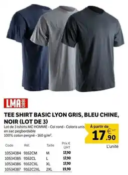 DomPro Tee shirt basic lyon gris bleu chine noir offre