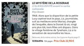 France Loisirs Rhys Bowen Le mystère de la roseraie offre