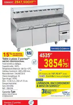 METRO METRO PROFESSIONAL Table à pizza 3 portes offre