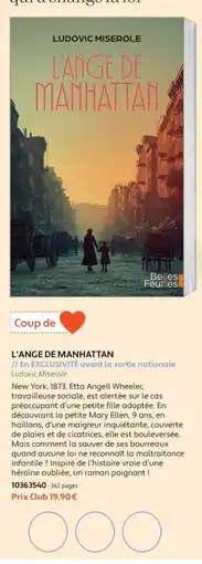 France Loisirs L'ange de manhattan offre