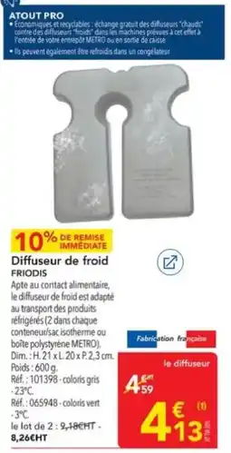 METRO FRIODIS Diffuseur de froid offre