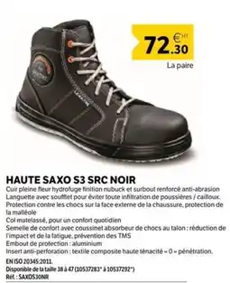 DomPro HAUTE SAXO S3 SRC NOIR offre