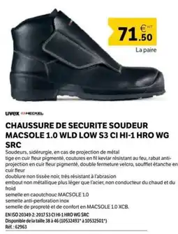 DomPro UVEX CHAUSSURE DE SECURITE SOUDEUR offre