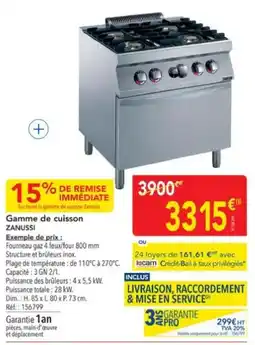 METRO ZANUSSI Gamme de cuisson offre