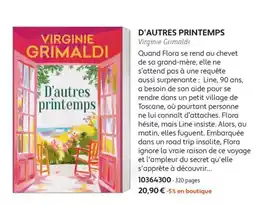 France Loisirs Virginie Grimaldi D'autres printemps offre