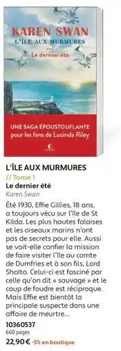 France Loisirs Karen Swan L'Île aux murmures offre