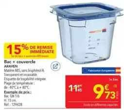 METRO ARAVEN Bac + couvercle offre