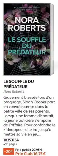 France Loisirs Nora roberts le souffle du prédateur offre
