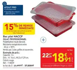 METRO GILAC PROFESSIONNEL Bac plat HACCP offre