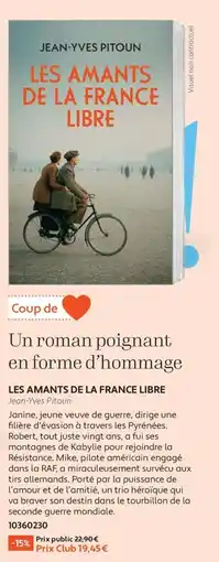 France Loisirs Jean-Yves Pitoun Les amants de la france libre offre