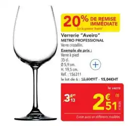 METRO METRO PROFESSIONAL Verrerie "Aveiro" offre