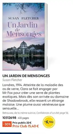 France Loisirs Susan Fletcher Un Jardin de Mensonges offre